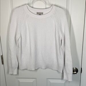 J Crew white cotton chunky knit sweater size medium
